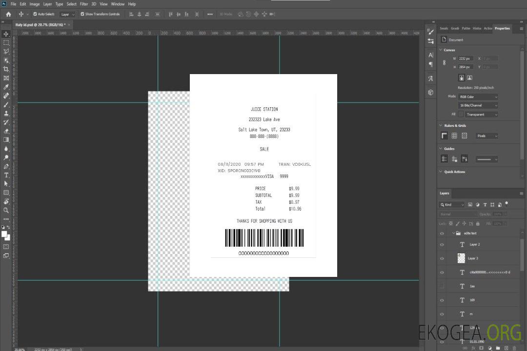 Chèque de paiement JUICE STATION template